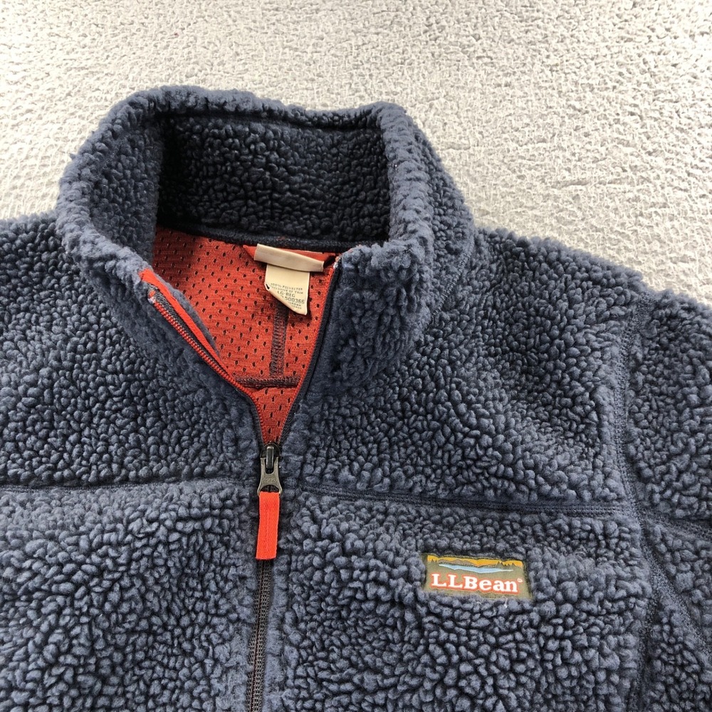 LL Bean Jacket Womens Large Blue Mountain Pile Fleece Full Zip Deep Sherpa - Picture 4 of 12